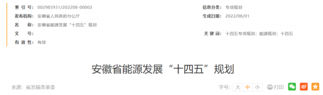 安徽：十四五新增風(fēng)電388萬千瓦、光伏1430萬千瓦